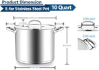 E-far 10 Quart Pot, Stainless Steel Stock Cooking Pot - Image 2