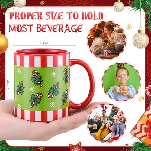Sliner 6 Pcs Christmas Coffee Mugs Bulk 11 oz with Handle Lime - Image 4