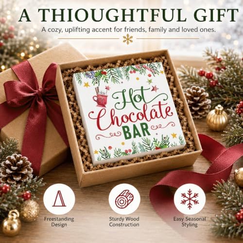 Hot Chocolate Bar Wood Box Sign, Christmas Kitchen Decor for Shelf - Image 6