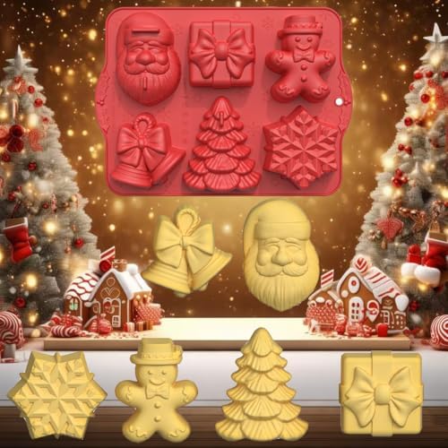 3D Christmas Silicone Molds, Large Size Xmas Baking Mold with Scraper for Cakes, Handmade Soap, Chocolate, Jello, Candy and Candles - Image 5