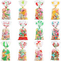 CCINEE Christmas Cellophane Bags,Xmas Assorted Treat Bags with Twist Ties Candy Cookie Bags for Party Supplies,144PCS by CCINEE