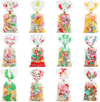 CCINEE Christmas Cellophane Bags,Xmas Assorted Treat Bags with Twist Ties Candy Cookie Bags for Party Supplies,144PCS by CCINEE