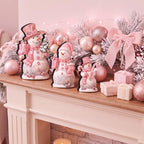 Suzile 3 Pcs Christmas Pink Candy Snowman Decoration Wooden Indoor Decor - Image 6
