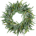 Sggvecsy Artificial Olive Wreath for Front Door 20 inch Greenery Wreath with Olive Leaves Olive Bean Green Leaves Wreath Spring Summer Wreath for All Seasons Wall Window Home Indoor Outdoor Decor by Sggvecsy