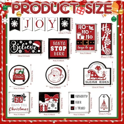 Funnymoom 17 Pcs Christmas Tiered Tray Decor Xmas Winter Tiered Tray Decor - Image 2