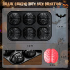 HKNMTT Halloween Brain Silicone Molds 2 Pack 6 Cavity, Spooky Brain Shape Baking Tray for Chocolate Candy Wax Melts Tarts Cupcake Pizza Cake Oven Safe Food Grade Moulds for Kids Party DIY Fun - Image 3