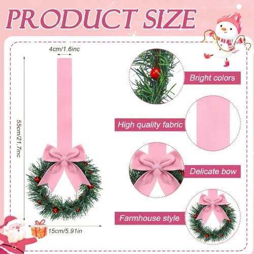 Retrowavy 12 Pcs Small Christmas Kitchen Cabinet Wreaths with Ribbon - Image 2