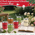 6 Pcs Christian Coffee Mugs Bulk Large 16 oz Religious Tumblers Stainless Steel Insulated Cups with Handle Lid Straw Brushes Bible Verses Scripture Quotes for Women Men Church Gifts - Image 3