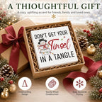 Don't Get Your Tinsel in a Tangle Sign, Funny Christmas Wood Box Decor - Image 6