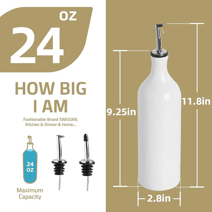 Sweejar Large Ceramic Olive Oil Dispenser Bottle, Opaque Oil Cruet Protects to - Image 5