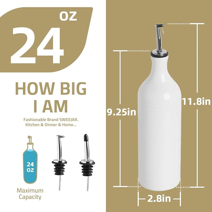 Sweejar Large Ceramic Olive Oil Dispenser Bottle, Opaque Oil Cruet Protects to - Image 5