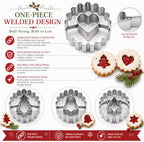 Crethinkaty 9 Pcs Mini Christmas Linzer Cookie Cutters Set, Stainless Steel Cookie Cutters, Christmas Tree, Gingerbread Man, Snowman, Elk - for Christmas Winter Holiday Baking - Image 5