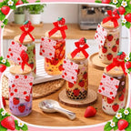 Vesici 6 Pcs Strawberry Glasses with Lid Straw and Stopper, Strawberry Gift - Image 5