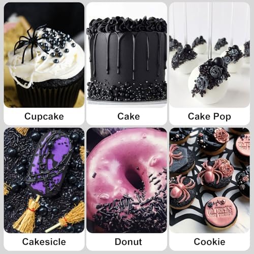 Black Sprinkles, Black Pearl Sprinkles for Cake Decorating, Cupcakes, 180g - Image 6