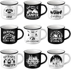 Mumufy 9 Pcs Camping Coffee Enamel Mugs 12 oz Happy Campers Tea Cups by Mumufy