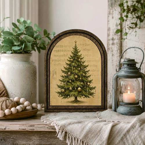 Christmas Tree Sheet Music Arched Table Sign, Farmhouse Shelf Decor - Image 6