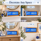 Happy Hanukkah Sign, Wooden Chanukah Tabletop, Wall Decorations - Image 4