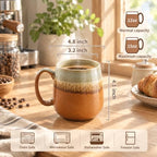 HASENSE Coffee Mugs, 15OZ Ceramic Cups Set of 4, Two-Tone Reactive Glaze - Image 2