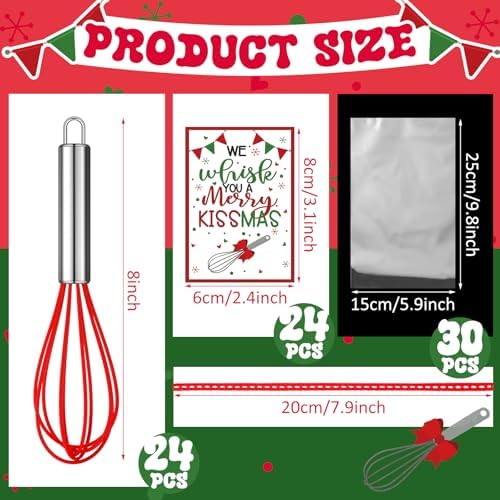 Nuogo 24 Sets Christmas Whisk Gift Set with Cards, 8 Inch Stainless Steel - Image 2