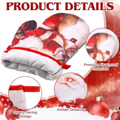 Qinyoung 48 Pcs Christmas Kitchen Oven Mitts Pot Holders, Retro - Image 4