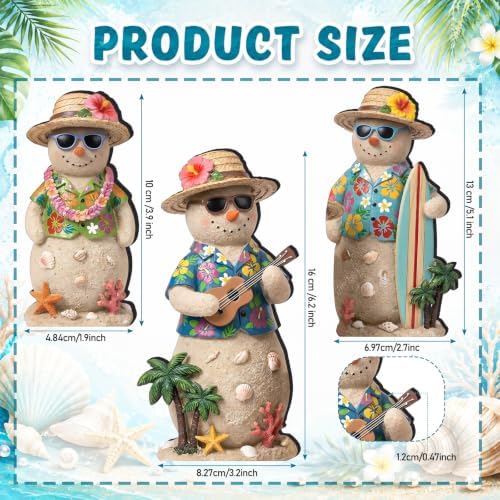 Suzile 3 Pcs Christmas Tropical Snowman Decorations Wooden Indoor Decor - Image 3