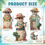 Suzile 3 Pcs Christmas Tropical Snowman Decorations Wooden Indoor Decor - Image 3