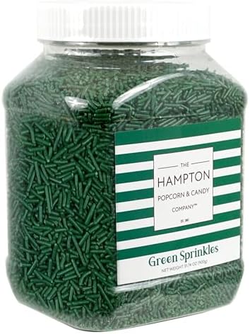 Green Sprinkles Jimmies 1.98 Pounds Container, Sprinkles For Cake Decorating, Cake Sprinkles, Sprinkles For Baking, Ice Cream & More, The Hampton Candy Company by TheHamptonPopcornCandyCompany