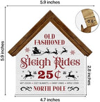 Rustic Christmas Sleigh Decor, Sleigh Rides House Shaped Wooden Sign - Image 2