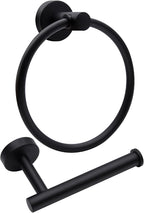 2pcs Matte Black Toilet Paper Holder and Towel Ring Set, Stainless Steel Hand by Mdvora