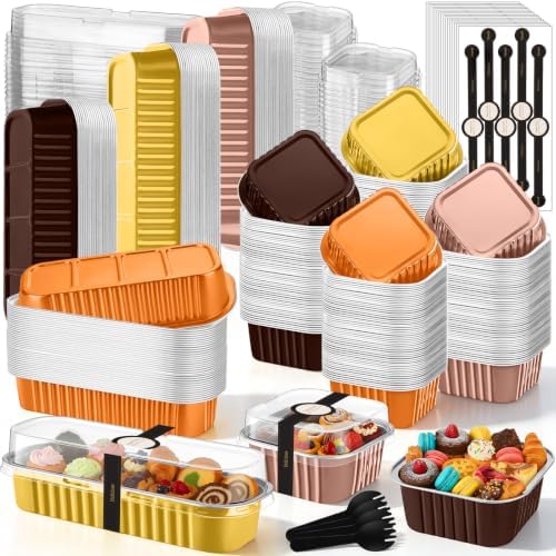 LemonRoad 120 Sets Fall Colors Mini Loaf Pan with Lids and Spoons by Unknown