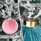 Velvet Christmas Ornaments Balls for Tree - 15pcs Pink & Teal Christmas Ornaments Shatterproof for Xmas Decorations - Multicolor Pink Teal Beige 80mm 3.15inch - Image 5