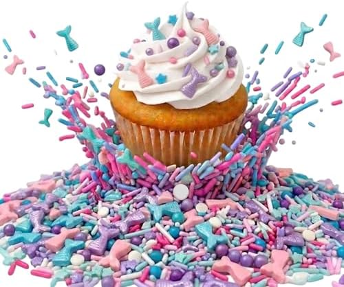 Manvscakes Sprinkles- Edible Cake and Cupcake Sprinkles with Assorted Shapes and Sizes for Parties, Blue pink and purple Mix for Cookies, Ice Cream, Cake and Cupcake Decorating, 4 oz (Mermaid) - Image 6
