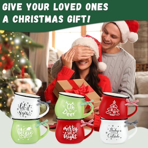 Christmas Coffee Mug Set of 6, 12 oz Hot Cocoa Ceramic Coffee Mug, Stackable Mugs as Christmas Gift for Mom Woman Family Friends Colleagues - Image 7