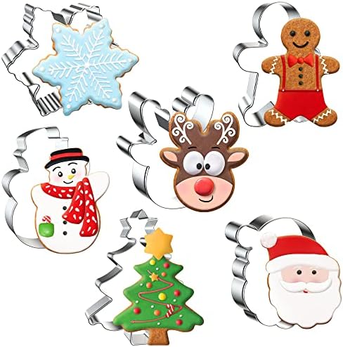 6PCS Christmas Cookie Cutters, Holiday Xmas Cookie Cutters by FUSOTO