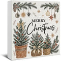 Merry Christmas Decorations, Christmas Tree Wooden Sign Decor by EUDOSI