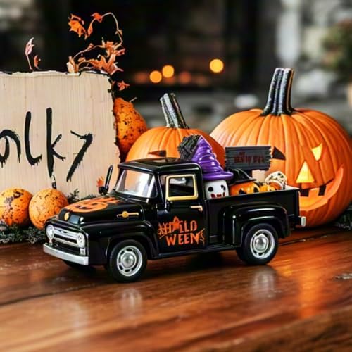 5 Inch Halloween Vintage Metal Truck Tiered Tray Decor - Image 6