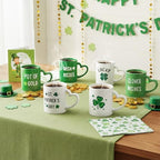St Patrick's Day Irish Coffee Mugs Set of 6,10 oz Ceramic St. Paddy's Day Mugs with Heart Shaped Handle, Green Shamrock Clover Coffee Mug, Irish Glasses Lucky Gifts for Home Party Decor 2026 - Image 6