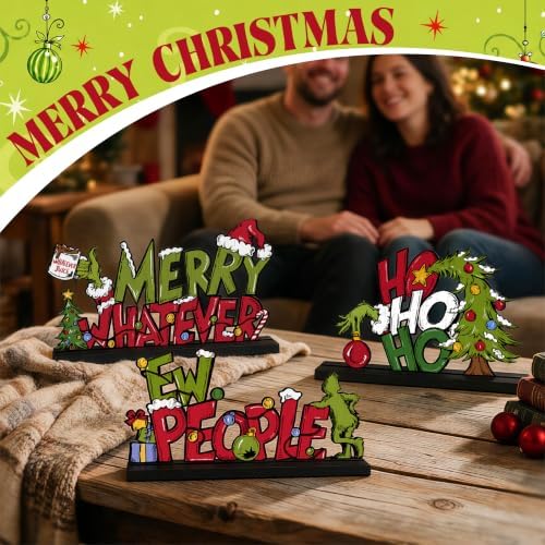 3 Pcs Christmas Table Decorations, Wooden Christmas Decor Indoor - Image 7