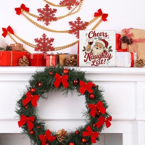 Funny Christmas Decorations Indoor, Santa Claus Wooden Sign Wine Decor - Image 6