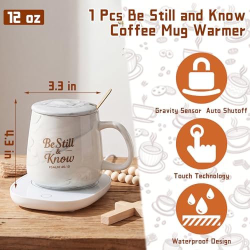 Bokon Be Still and Know Christian Gift Coffee Mug and Desk Warmer Set 12 oz - Image 2