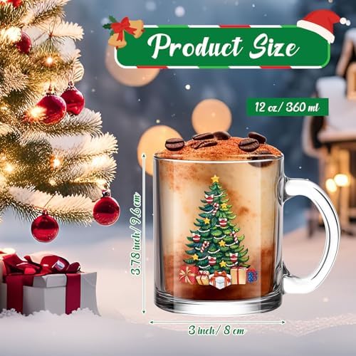Maxcheck 6 Pack 12 oz Christmas Tree Coffee Mugs Glass Cups - Image 4