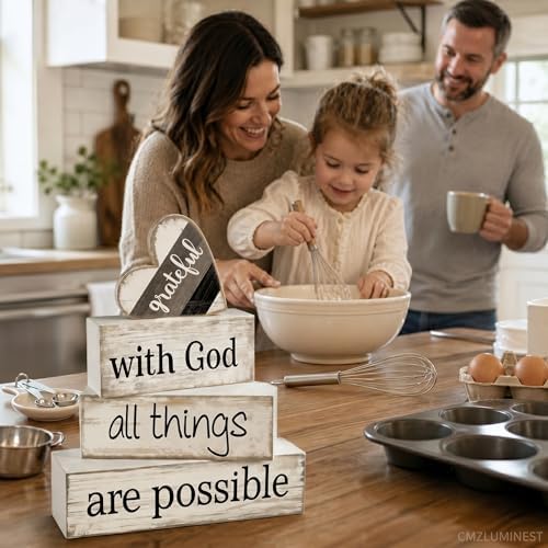 Farmhouse Table Decor, 4pcs Christian Religious Home Decor - Image 7