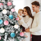 Velvet Christmas Ornaments Balls for Tree - 15pcs Pink & Teal Christmas Ornaments Shatterproof for Xmas Decorations - Multicolor Pink Teal Beige 80mm 3.15inch - Image 7