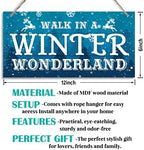 Christmas Door Sign Decor, Walk in a Winter Wonderland, Winter Seasonal Christmas Wall Art Hanging Wooden Sign Merry Xmas Holiday Decorations for Home Outside Indoor - Image 3