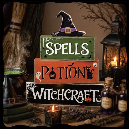 4 Pcs Hocus Pocus Decor, Vintage Halloween Decorations Indoor Table Sign - Image 2