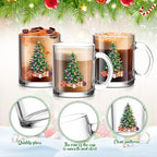 Maxcheck 6 Pack 12 oz Christmas Tree Coffee Mugs Glass Cups - Image 6