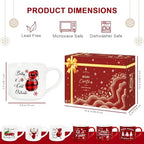 QIKSION 16oz Christmas Coffee Mugs Set of 6, Large Hot Chocolate Mugs, Holiday Cocoa Ceramic Mug Gift Set for Family, Friends and Colleagues(Red Black Plaid, White) - Image 3