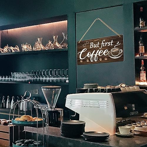 But First Coffee Sign - Wooden Coffee Bar Art, 6 x 12 Inch - Image 7