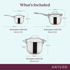 Anolon Nouvelle Stainless Steel Cookware Pots and Pans Set, 10 Piece - Image 2
