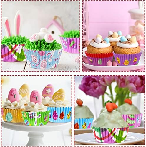 SANNIX 450pcs Easter Cupcake Liners, Bunny Chick Egg Baking Cups Cupcake Wrappers Paper Wraps Muffin Liners for Easter Spring Birthday Party Candy Cake Decorations Supplies(9 Designs) - Image 5
